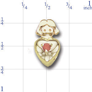 A3418 14K GIRLS HEAD SLIDE WITH DIAMOND & HEART 